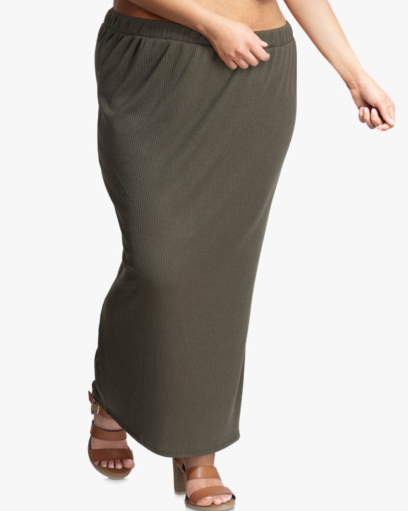 Front of plus size Willow Ribbed Maxi Pencil Skirt by Meri Skye | Dia&Co | dia_product_style_image_id:117879